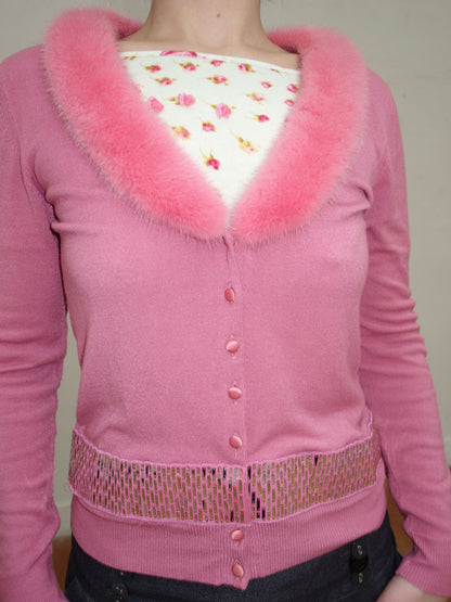 Blumarine fur cardigan